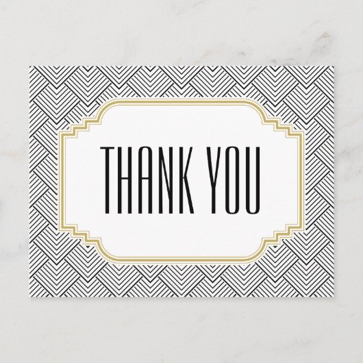 Vintag Diamond Black & Gold Danke an die Postkarte (Vorderseite)