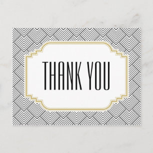 Vintag Diamond Black & Gold Danke an die Postkarte