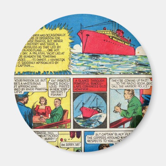 Vintag die Flammen-Comic-Buchsuperhero-Schufte Magnet (Vorne)