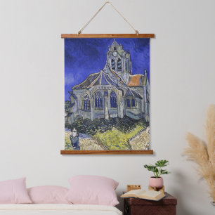 Vintag Die Kirche in Auvers-sur-Oise von Van Gogh Wandteppich Mit Holzrahmen