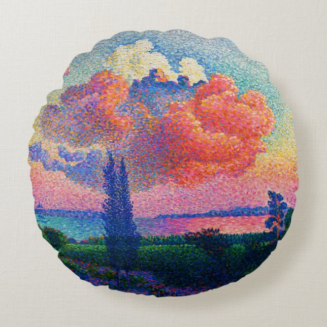 Vintag Die rosa Wolke (1896) Rundes Kissen (Vorderseite)