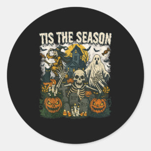 Vintag Dies ist die Jahreszeit Halloween Skeleton Runder Aufkleber