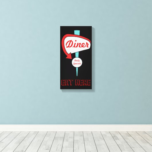 Vintag Diner Sign Leinwand (Insitu (Holzboden))