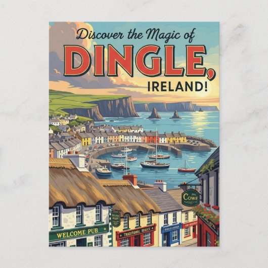 Vintag Dingle Ireland Travel Postkarte (Vorderseite)