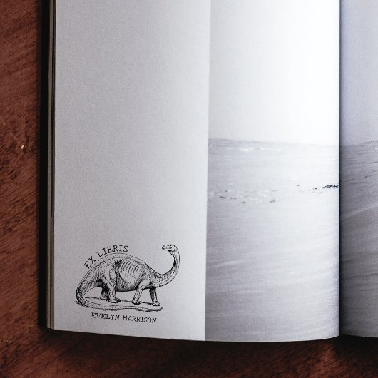 Vintag Dinosaurier Modernes Ex Libris Buchzeichen Gummistempel