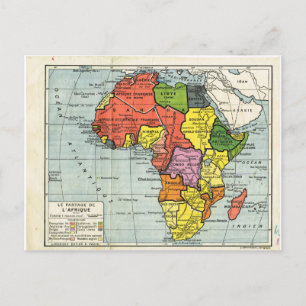 Vintag, Division of Africa, 1900, Map Postkarte
