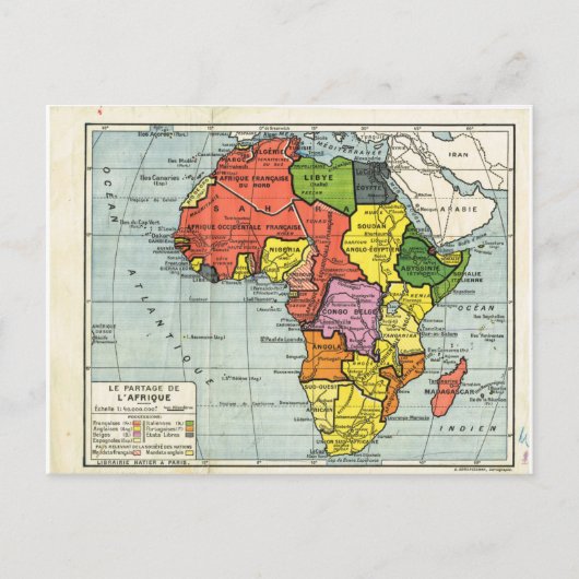 Vintag, Division of Africa, 1900, Map Postkarte (Vorderseite)