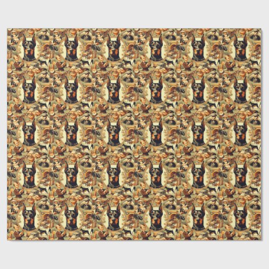 Vintag Doberman Illustration Geschenkpapier (Flach)