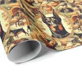 Vintag Doberman Illustration Geschenkpapier (Rolleneckpunkt)