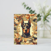 Vintag Doberman Illustration Postkarte (Stehend Vorderseite)