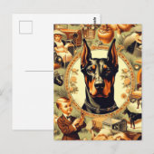 Vintag Doberman Illustration Postkarte (Vorne/Hinten)