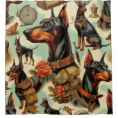 Vintag Doberman Nahtlose Malerei Duschvorhang (Vorderseite)