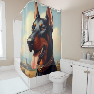 Vintag Doberman Painting Duschvorhang