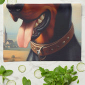 Vintag Doberman Painting Geschirrtuch (Gefaltet)
