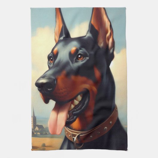 Vintag Doberman Painting Geschirrtuch (Vertikal)