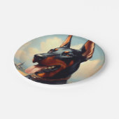 Vintag Doberman Painting Pappteller (Schrägansicht)