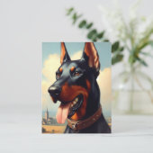 Vintag Doberman Painting Postkarte (Stehend Vorderseite)