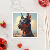 Vintag Doberman Painting Serviette (Beispiel)