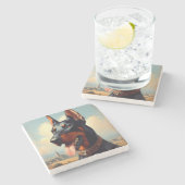 Vintag Doberman Painting Steinuntersetzer (Seitenansicht)