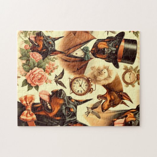 Vintag Doberman Seamless Illustration Puzzle (Horizontal)