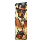 Vintag Doberman Seamless Illustration Thermosbecher (Nach links gedreht)