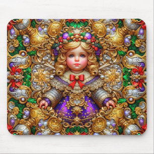 VINTAG DOLL ~ A GOLDEN Christmas ~ Mousepad