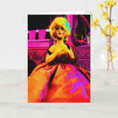 Vintag Doll Pop Kunstkarte Karte (Gelbe Blume)