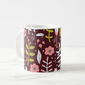 Vintag Doodle Floral Nahtloses Muster Kaffeetasse (Vorderseite Links)