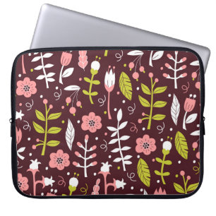 Vintag Doodle Floral Nahtloses Muster Laptopschutzhülle