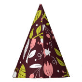 Vintag Doodle Floral Nahtloses Muster Partyhütchen (Rückseite)