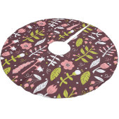 Vintag Doodle Floral Nahtloses Muster Polyester Weihnachtsbaumdecke (Schrägansicht)