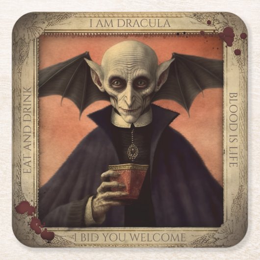Vintag Dracula Vampire Halloween Napkins Spooky Rechteckiger Pappuntersetzer (Vorderseite)