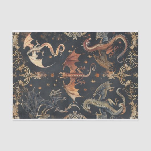 Vintag Dragon Decoupage Seidenpapier (Vorderseite)