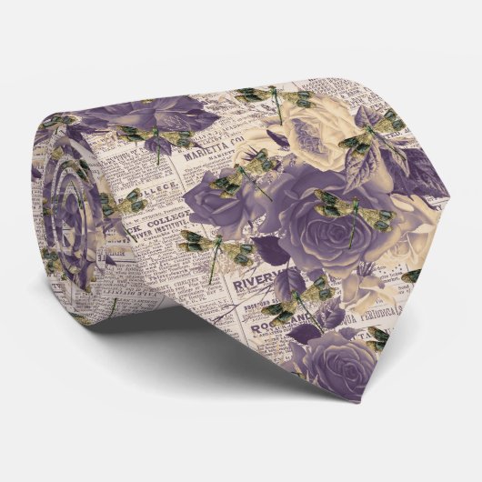 Vintag Dragonfly Floral Neck Tie Krawatte (Gerollt)