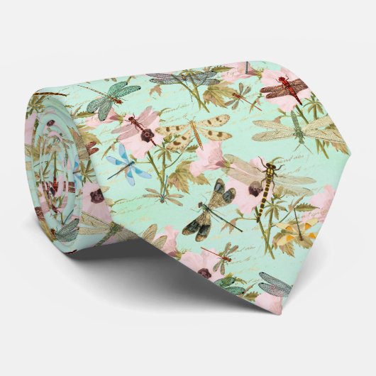 Vintag Dragonfly Floral Neck Tie Krawatte (Gerollt)