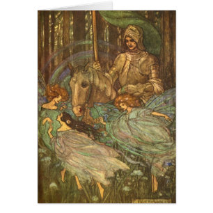 Vintag - drei Mädchen und ein Ritter,