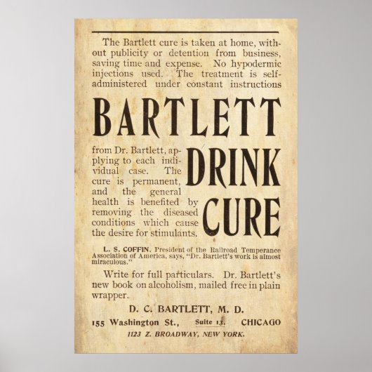 Vintag Drink Cure Ad von 1899 Poster (Vorne)