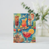 Vintag Drinks Cocktails Illustration Postkarte (Stehend Vorderseite)