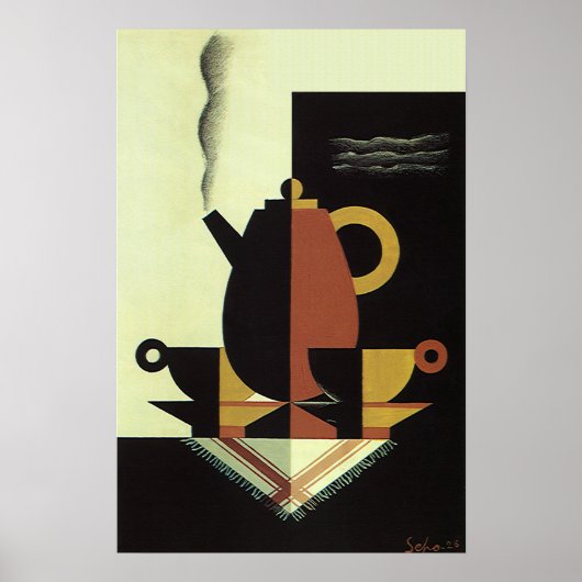 Vintag Drinks Getränke Kaffeepuppe mit Cups Poster (Vorne)