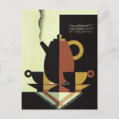 Vintag Drinks Getränke Kaffeepuppe mit Cups Postkarte (Vorderseite)
