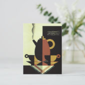 Vintag Drinks Getränke Kaffeepuppe mit Cups Postkarte (Stehend Vorderseite)