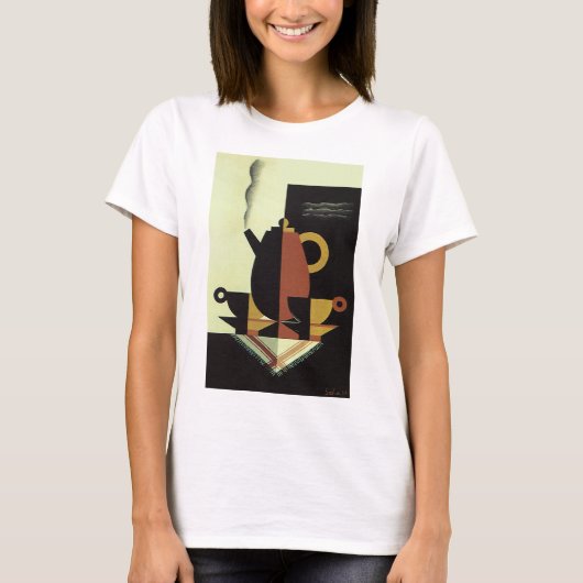 Vintag Drinks Getränke Kaffeepuppe mit Cups T-Shirt (Vorderseite)