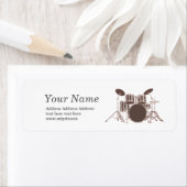 Vintag, Drum-Set, Musik-Rücksendeadresse-Aufkleber (Insitu)