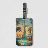 Vintag Dubai Vereinigte Arabische Emirate Burj Kha Gepäckanhänger (Vorderseite Vertikal)