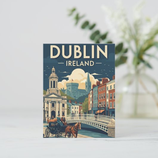 Vintag Dublin Irland Reisen Postkarte (Stehend Vorderseite)