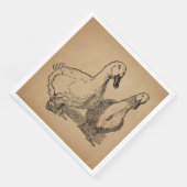 Vintag Duck Art Two Ducks Illustration Serviette (Ecke)