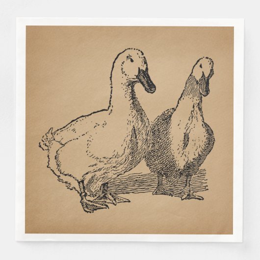 Vintag Duck Art Two Ducks Illustration Serviette (Vorderseite)