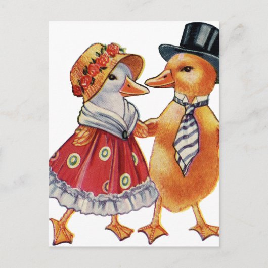 Vintag Duck Couple Postkarte (Vorderseite)