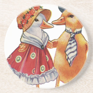 Vintag Duck Couple Sandstein Untersetzer