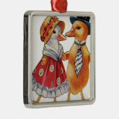 Vintag Duck Couple Silbernes Ornament (Rechts)